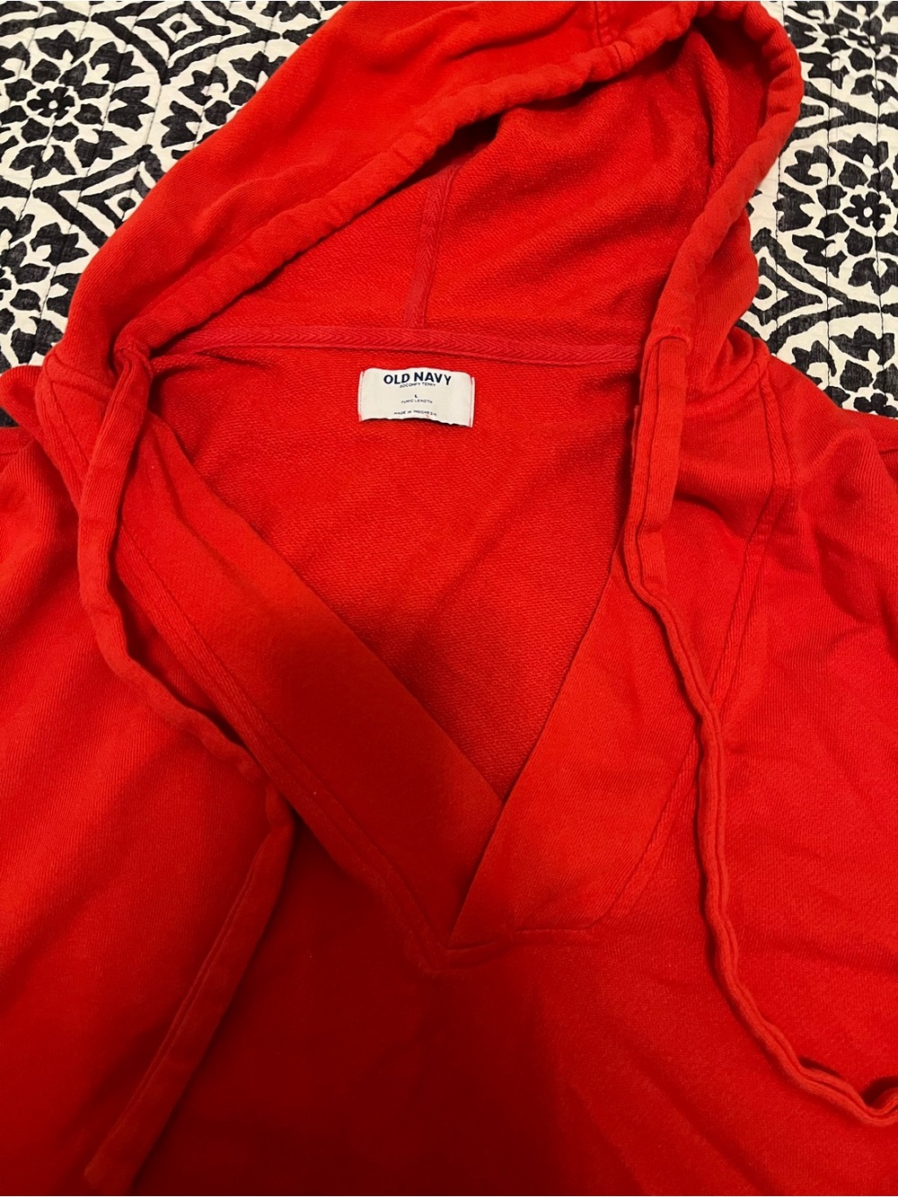 Old Navy Red V-Neck Hooded Pullover Sweatshirt - Picture 2 of 2